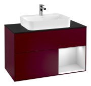 Тумба під раковину Villeroy & Boch Finion 100х50,1 см з підсвічуванням МДФ півонія матовий лак/скло чорне матове G372MTHB