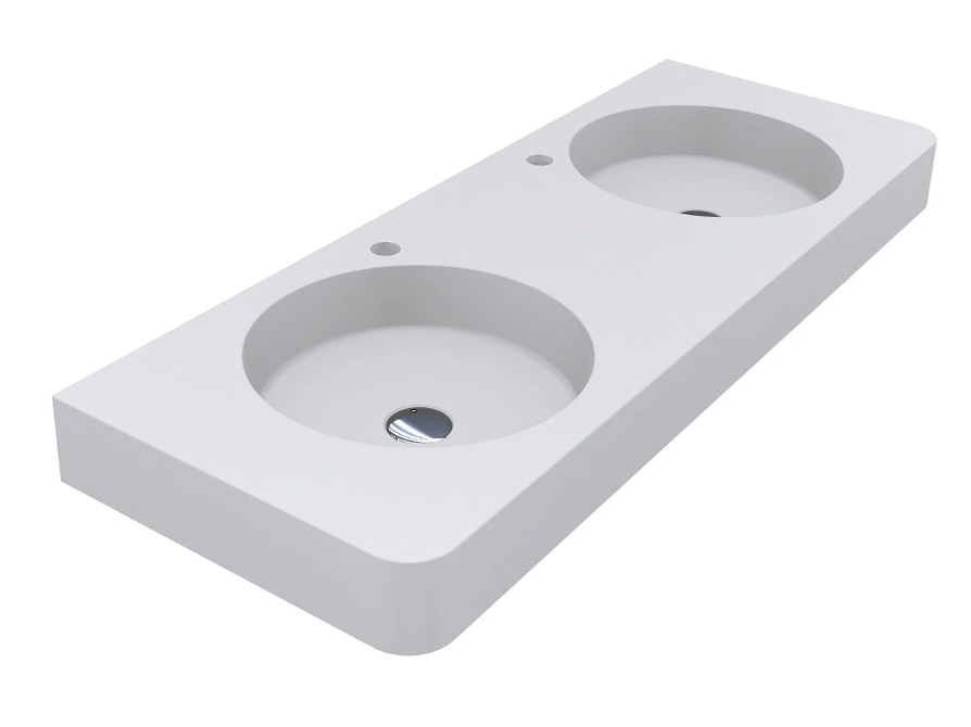 Раковина для ванної Miraggio Loop 1200-2 Matt 119,7х44,8 см Miramarble Matt білий матовий 8814002