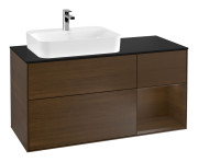 Тумба под раковину Villeroy & Boch Finion 120х50,1 см с подсветкой МДФ шпон грецкого ореха/стекло черное матовое F402GNGN