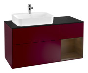 Тумба под раковину Villeroy & Boch Finion 120х50,1 см с подсветкой МДФ пион матовый лак/стекло черное матовое F402GNHB