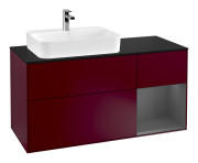 Тумба под раковину Villeroy & Boch Finion 120х50,1 см с подсветкой МДФ пион матовый лак/стекло черное матовое F402GKHB