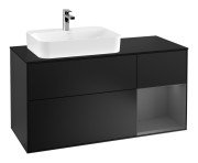 Тумба под раковину Villeroy & Boch Finion 120х50,1 см с подсветкой МДФ черный матовый лак/стекло черное матовое F402GKPD