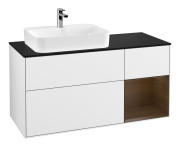 Тумба под раковину Villeroy & Boch Finion 120х50,1 см с подсветкой МДФ глянцевый белый лак/стекло черное матовое F402GNGF