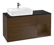 Тумба под раковину Villeroy & Boch Finion 120х50,1 см с подсветкой МДФ шпон грецкого ореха/стекло черное матовое F402GNGN