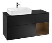 Тумба под раковину Villeroy & Boch Finion 120х50,1 см с подсветкой МДФ черный матовый лак/стекло черное матовое F402GNPD
