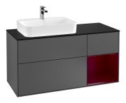 Тумба під раковину Villeroy & Boch Finion 120х50,1 см з підсвічуванням антрацит матовий лак/скло чорне матове F402HBGK