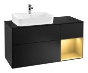 Тумба под раковину Villeroy & Boch Finion 120х50,1 см с подсветкой МДФ черный матовый лак/стекло черное матовое F402HFPD