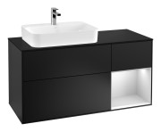 Тумба под раковину Villeroy & Boch Finion 120х50,1 см с подсветкой МДФ черный матовый лак/стекло черное матовое F402MTPD