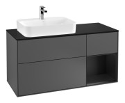 Тумба під раковину Villeroy & Boch Finion 120х50,1 см з підсвічуванням антрацит матовий лак/скло чорне матове F402PDGK