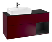 Тумба под раковину Villeroy & Boch Finion 120х50,1 см с подсветкой МДФ пион матовый лак/стекло черное матовое F402PDHB