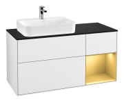 Тумба под раковину Villeroy & Boch Finion 120х50,1 см с подсветкой МДФ глянцевый белый лак/стекло черное матовое F402HFGF