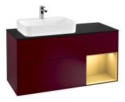 Тумба под раковину Villeroy & Boch Finion 120х50,1 см с подсветкой МДФ пион матовый лак/стекло черное матовое F402HFHB