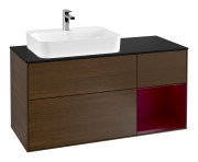 Тумба под раковину Villeroy & Boch Finion 120х50,1 см с подсветкой МДФ шпон грецкого ореха/стекло черное матовое F402HBGN