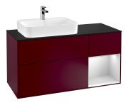 Тумба под раковину Villeroy & Boch Finion 120х50,1 см с подсветкой МДФ пион матовый лак/стекло черное матовое F402MTHB