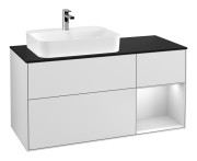 Тумба под раковину Villeroy & Boch Finion 120х50,1 см с подсветкой МДФ белый матовый лак/стекло черное матовое F402MTMT