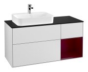 Тумба под раковину Villeroy & Boch Finion 120х50,1 см с подсветкой МДФ белый матовый лак/стекло черное матовое F402HBMT