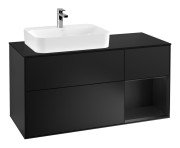 Тумба под раковину Villeroy & Boch Finion 120х50,1 см с подсветкой МДФ черный матовый лак/стекло черное матовое F402PDPD