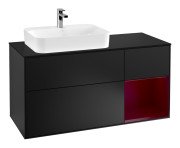 Тумба під раковину Villeroy & Boch Finion 120х50,1 см із підсвічуванням МДФ чорний матовий лак/скло чорне матове F402HBPD