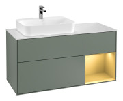 Тумба под раковину Villeroy & Boch Finion 120х50,1 см с подсветкой МДФ оливковый матовый лак/стекло белое матовое F401HFGM