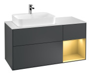 Тумба под раковину Villeroy & Boch Finion 120х50,1 см с подсветкой МДФ темно-синий матовый лак/стекло белое матовое F401HFHG