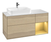 Тумба под раковину Villeroy & Boch Finion 120х50,1 см с подсветкой МДФ шпон дуба/стекло белое матовое F401HFPC