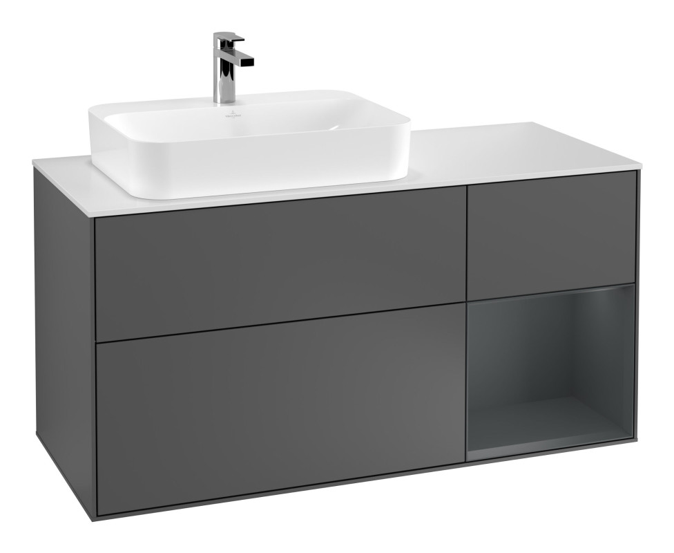 Тумба под раковину Villeroy & Boch Finion 120х50,1 см с подсветкой МДФ антрацит матовый лак/стекло белое матовое F401HGGK