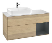 Тумба под раковину Villeroy & Boch Finion 120х50,1 см с подсветкой МДФ шпон дуба/стекло белое матовое F401HGPC