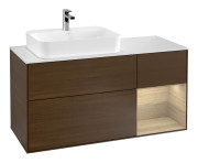 Тумба под раковину Villeroy & Boch Finion 120х50,1 см с подсветкой МДФ шпон грецкого ореха/стекло белое матовое F401PCGN