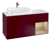 Тумба под раковину Villeroy & Boch Finion 120х50,1 см с подсветкой МДФ пион матовый лак/стекло белое матовое F401PCHB