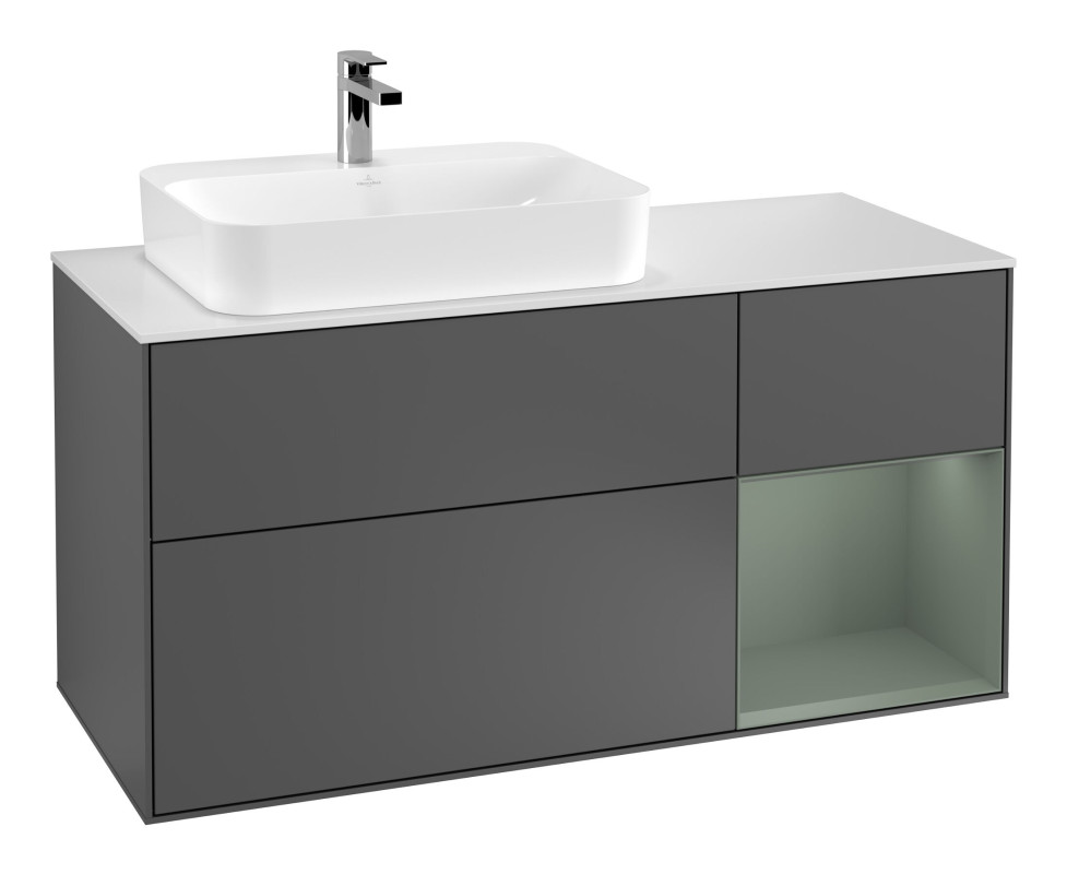 Тумба под раковину Villeroy & Boch Finion 120х50,1 см с подсветкой МДФ антрацит матовый лак/стекло белое матовое F401GMGK