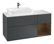 Тумба під раковину Villeroy & Boch Finion 120х50,1 см із підсвічуванням МДФ темно-синій матовий лак/скло біле матове F401GNHG