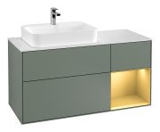 Тумба під раковину Villeroy & Boch Finion 120х50,1 см із підсвічуванням МДФ оливковий матовий лак/скло біле матове F401HFGM