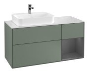 Тумба під раковину Villeroy & Boch Finion 120х50,1 см із підсвічуванням МДФ оливковий матовий лак/скло біле матове F401GKGM