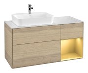 Тумба под раковину Villeroy & Boch Finion 120х50,1 см с подсветкой МДФ шпон дуба/стекло белое матовое F401HFPC