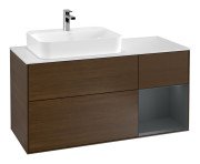 Тумба під раковину Villeroy & Boch Finion 120х50,1 см із підсвічуванням МДФ шпон волоського горіха/скло біле матове F401HGGN