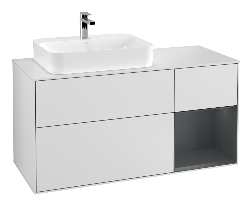 Тумба під раковину Villeroy & Boch Finion 120х50,1 см із підсвічуванням МДФ білий матовий лак/скло біле матове F401HGMT