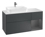 Тумба под раковину Villeroy & Boch Finion 120х50,1 см с подсветкой МДФ темно-синий матовый лак/стекло белое матовое F401GKHG