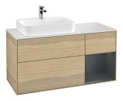 Тумба під раковину Villeroy & Boch Finion 120х50,1 см із підсвічуванням МДФ шпон дуба/скло біле матове F401HGPC