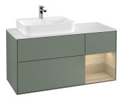 Тумба під раковину Villeroy & Boch Finion 120х50,1 см із підсвічуванням МДФ оливковий матовий лак/скло біле матове F401PCGM