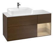 Тумба під раковину Villeroy & Boch Finion 120х50,1 см із підсвічуванням МДФ шпон волоського горіха/скло біле матове F401PCGN