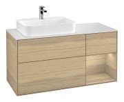 Тумба під раковину Villeroy & Boch Finion 120х50,1 см із підсвічуванням МДФ шпон дуба/скло біле матове F401PCPC