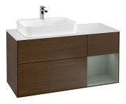 Тумба під раковину Villeroy & Boch Finion 120х50,1 см із підсвічуванням МДФ шпон волоського горіха/скло біле матове F401GMGN