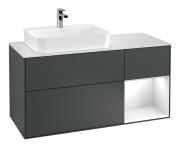 Тумба под раковину Villeroy & Boch Finion 120х50,1 см с подсветкой МДФ темно-синий матовый лак/стекло белое матовое F401GFHG