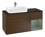 Тумба под раковину Villeroy & Boch Finion 120х50,1 см с подсветкой МДФ шпон грецкого ореха/стекло черное матовое F402GMGN