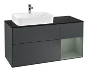 Тумба под раковину Villeroy & Boch Finion 120х50,1 см с подсветкой МДФ темно-синий матовый лак/стекло черное матовое F402GMHG