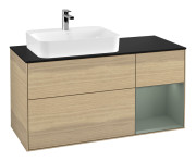 Тумба під раковину Villeroy & Boch Finion 120х50,1 см із підсвічуванням МДФ шпон дуба/скло чорне матове F402GMPC