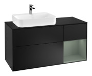 Тумба под раковину Villeroy & Boch Finion 120х50,1 см с подсветкой МДФ черный матовый лак/стекло черное матовое F402GMPD