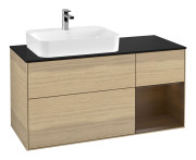 Тумба под раковину Villeroy & Boch Finion 120х50,1 см с подсветкой МДФ шпон дуба/стекло черное матовое F402GNPC