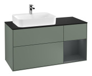 Тумба під раковину Villeroy & Boch Finion 120х50,1 см із підсвічуванням МДФ оливковий матовий лак/скло чорне матове F402HGGM