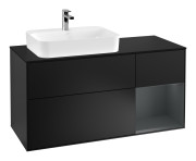 Тумба под раковину Villeroy & Boch Finion 120х50,1 см с подсветкой МДФ черный матовый лак/стекло черное матовое F402HGPD